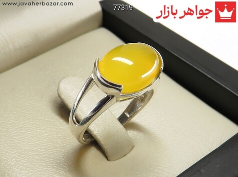 انگشتر نقره عقیق زرد طرح ساناز زنانه [شرف الشمس] - 77319